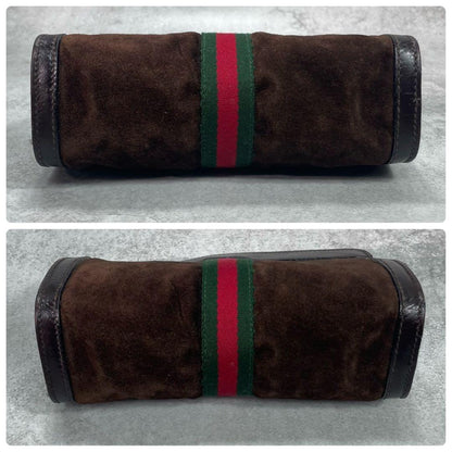 Gucci Sherry Line Clutch Suede Brown Leather — view 7