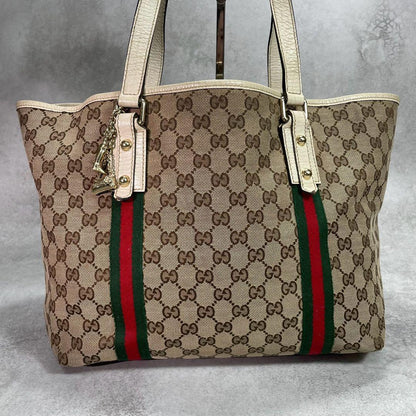 Gucci GG Sherry Line Tote Bag Brown Leather — view 2