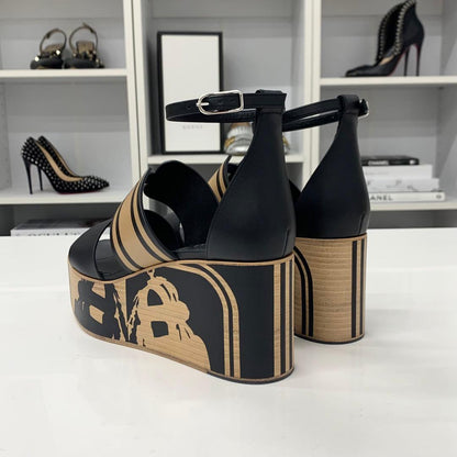 Hermes Charis Leather Wedge Sole Sandals — view 5