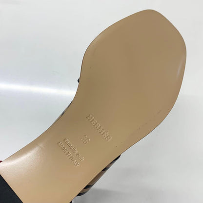 Hermes Charis Leather Wedge Sole Sandals — view 9