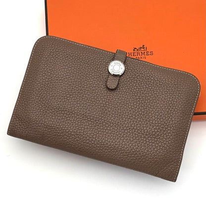 Hermes Wallet Dogon GM Etoupe Taurillon Clemence Leather
