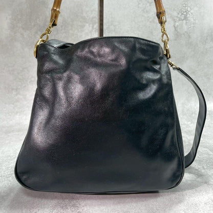 Gucci Shoulder Bag 2-Way Bamboo Black Leather — view 2