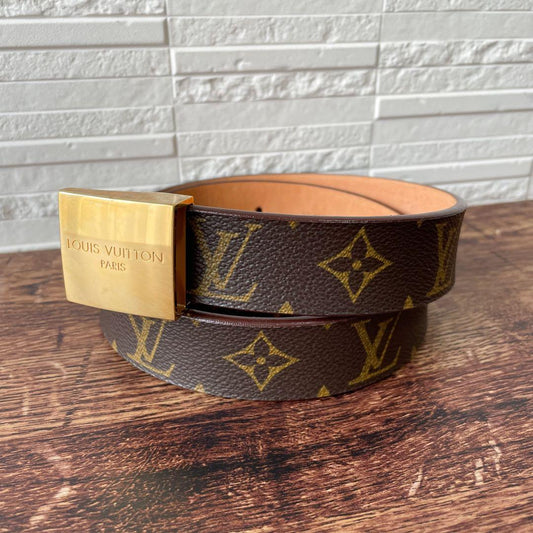 Louis Vuitton Leather Monogram Ceinture Belt Gold