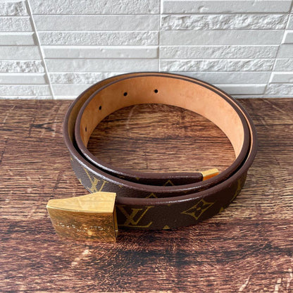 Louis Vuitton Leather Monogram Ceinture Belt Gold — view 3