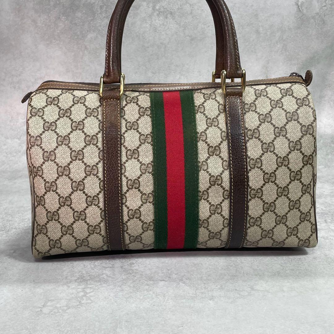 Gucci GG Sherry Line Boston Bag Brown Leather Logo — view 3