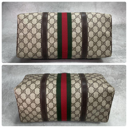 Gucci GG Sherry Line Boston Bag Brown Leather Logo — view 8