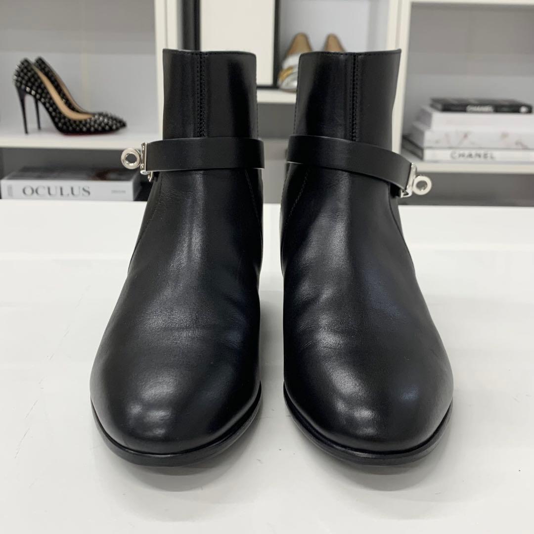 Hermes Neo Leather Kelly Hardware Short Boots Black