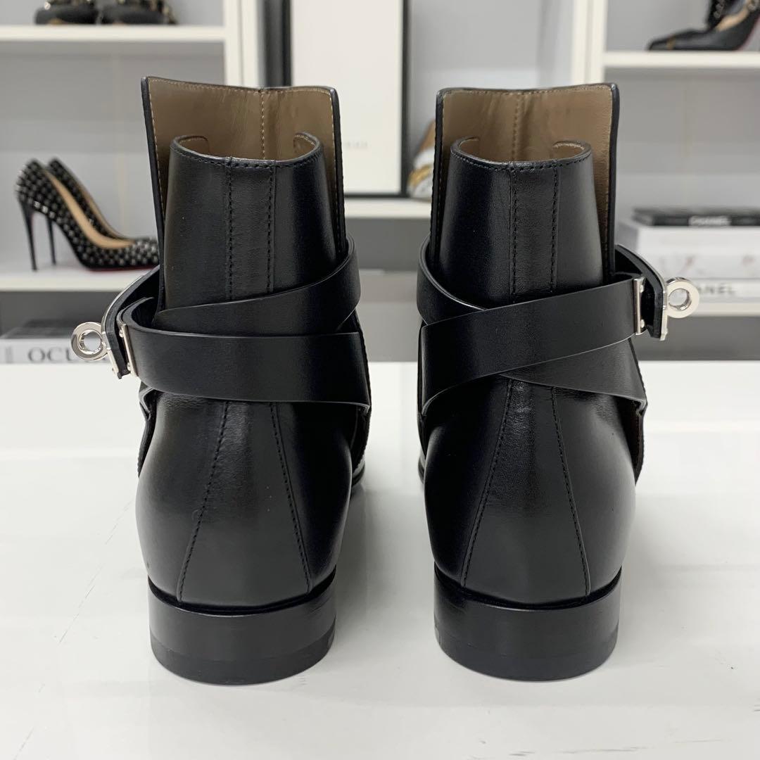 Hermes Neo Leather Kelly Hardware Short Boots Black