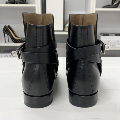 Hermes Neo Leather Kelly Hardware Short Boots Black