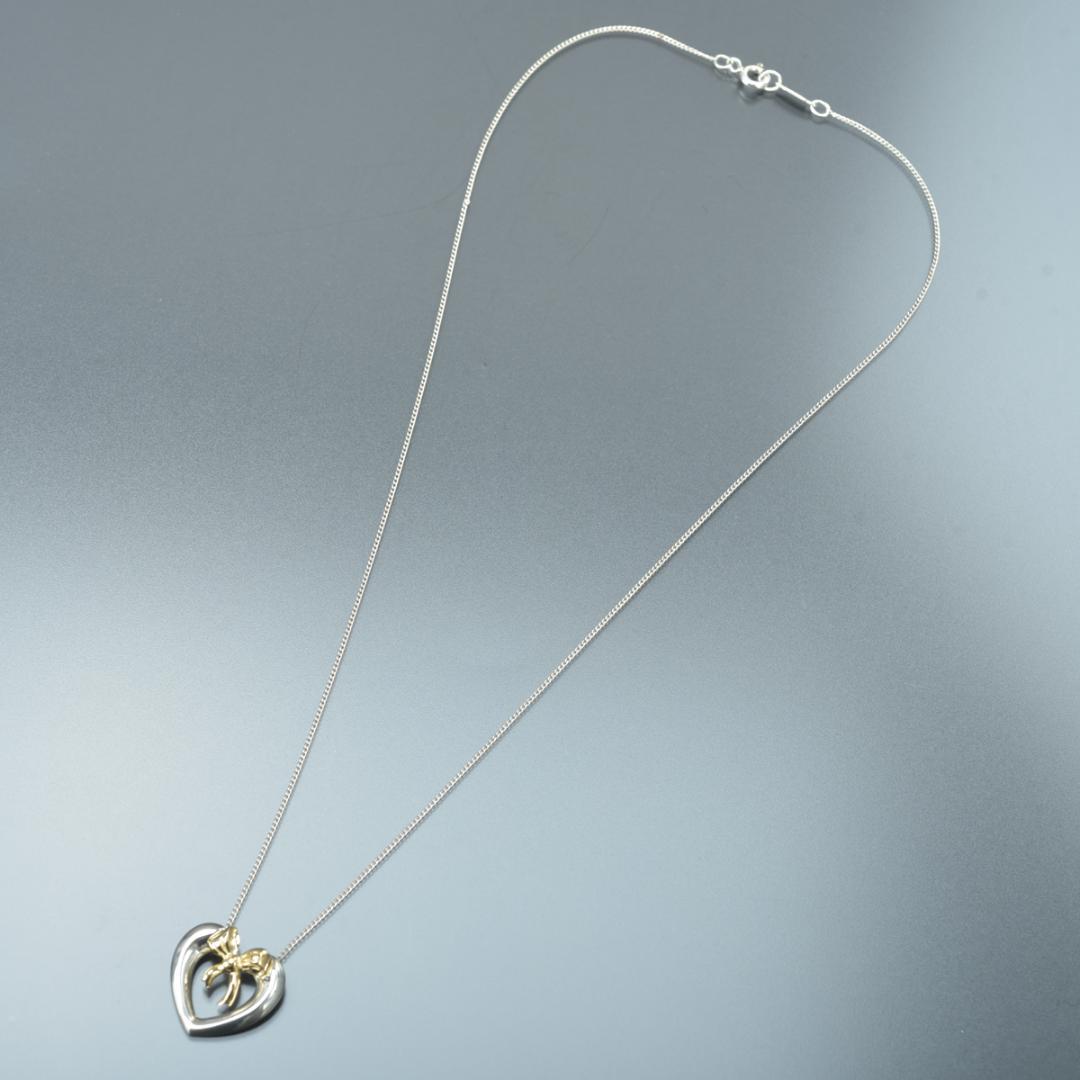 Tiffany & Co 18K Heart with Bow Necklace Silver — view 3