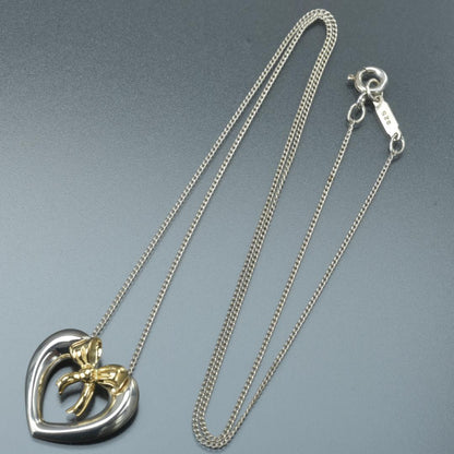 Tiffany & Co 18K Heart with Bow Necklace Silver — view 4