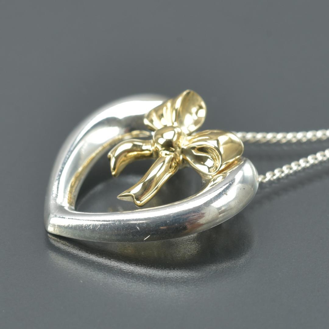 Tiffany & Co 18K Heart with Bow Necklace Silver — view 5