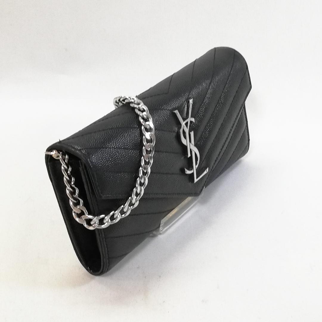 Saint Laurent Wallet Matelasse Stitch Flap Caviar