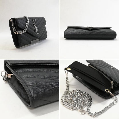 Saint Laurent Wallet Matelasse Stitch Flap Caviar