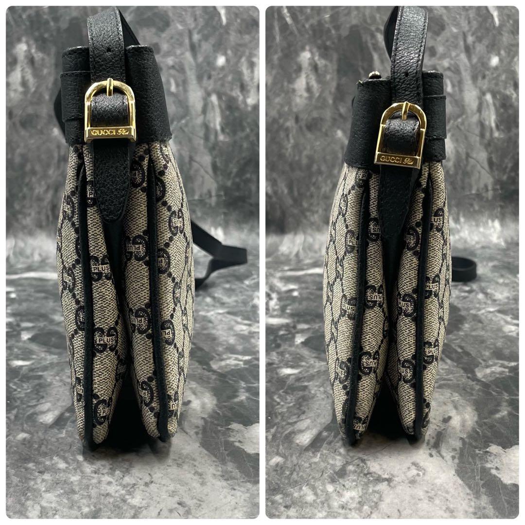 Gucci GG Shoulder Bag Navy Beige Leather Logo — view 7