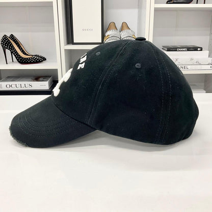 Celine Triomphe Logo Cotton Baseball Cap Distressed Hat