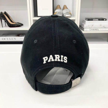 Celine Triomphe Logo Cotton Baseball Cap Distressed Hat