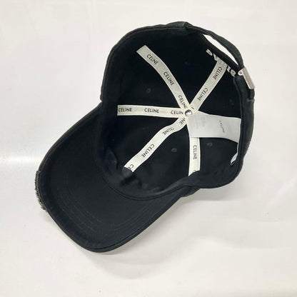 Celine Triomphe Logo Cotton Baseball Cap Distressed Hat