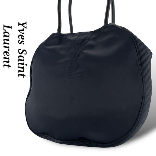 Yves Saint Laurent YSL Logo Handbag Shoulder Strap Nylon Navy Y2k