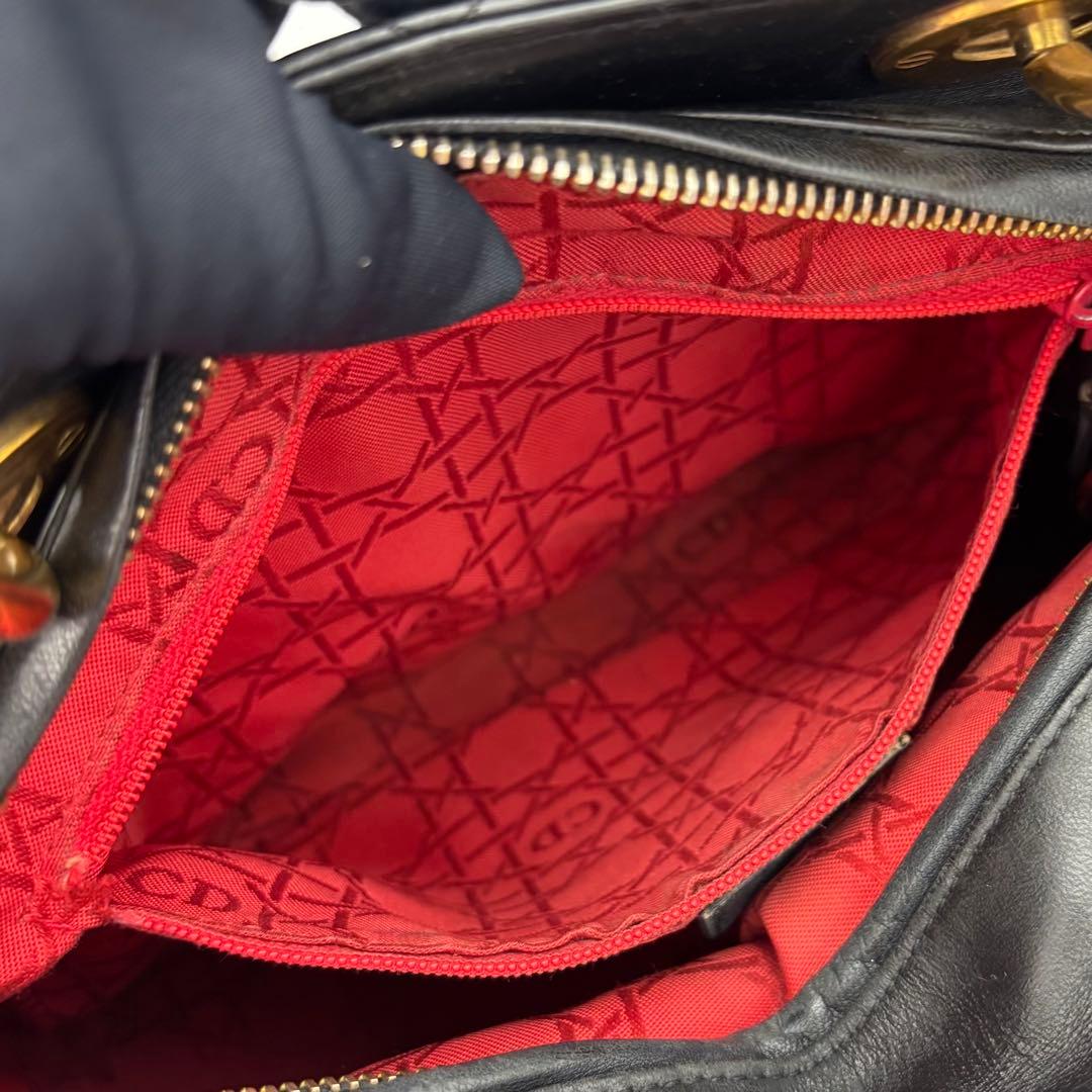 Dior Lady Cannage Black Leather Gold Handbag — view 4