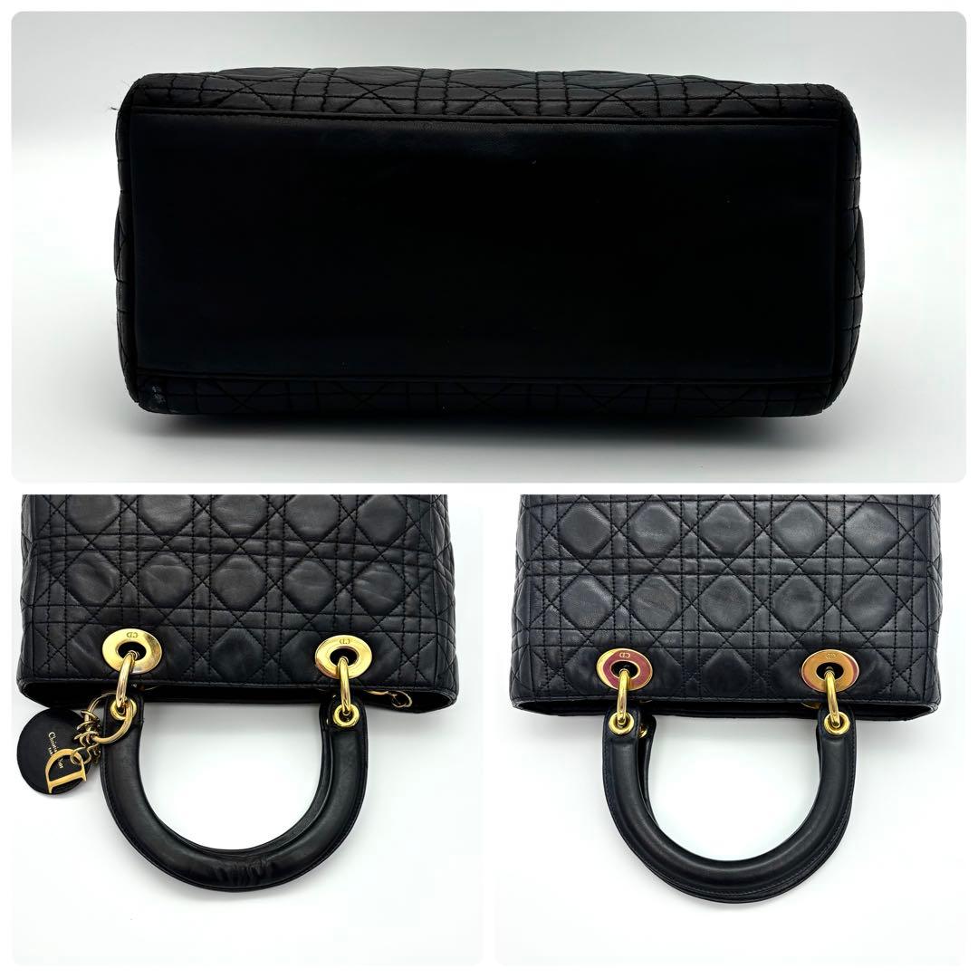 Dior Lady Cannage Black Leather Gold Handbag — view 6