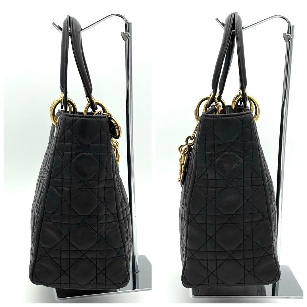 Dior Lady Cannage Black Leather Gold Handbag — view 7