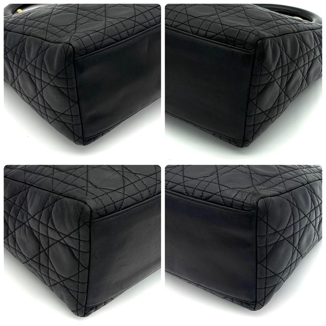 Dior Lady Cannage Black Leather Gold Handbag — view 8