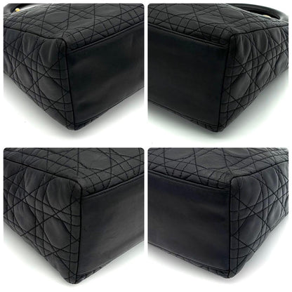 Dior Lady Cannage Black Leather Gold Handbag — view 8