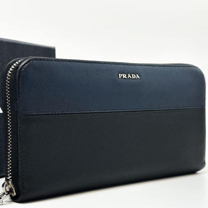 Prada Saffiano Zip Around Wallet Bicolor