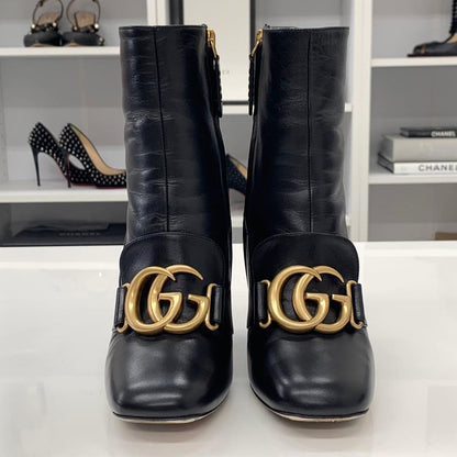 Gucci Double G Leather Short Boots Black — view 4