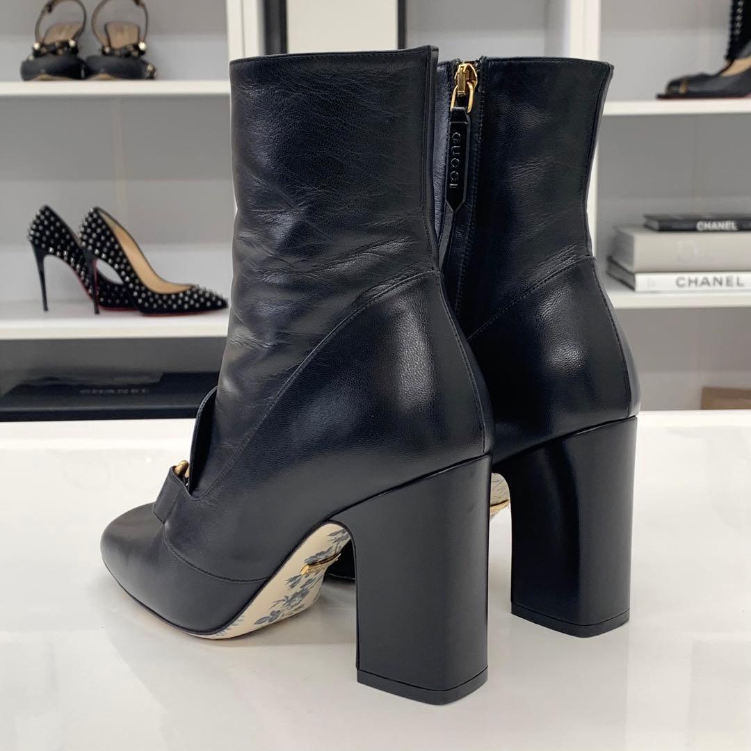 Gucci Double G Leather Short Boots Black — view 5