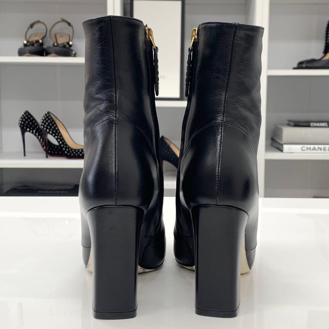 Gucci Double G Leather Short Boots Black — view 6