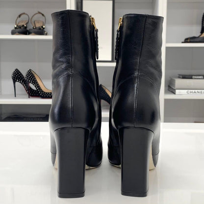 Gucci Double G Leather Short Boots Black — view 6