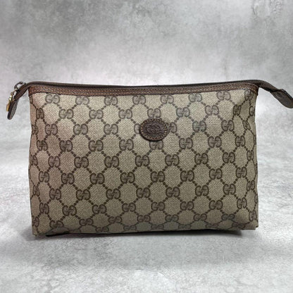 Gucci GG Clutch Brown Beige Leather Logo — view 2