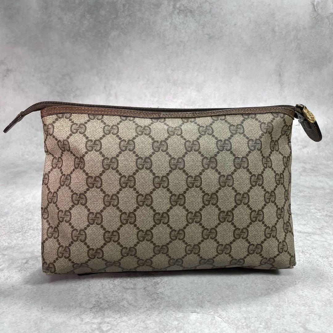 Gucci GG Clutch Brown Beige Leather Logo — view 3