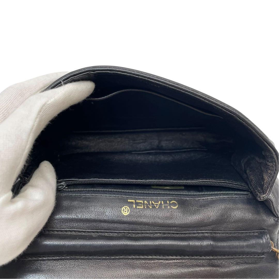 Chanel Lambskin CC Logo Chain Shoulder Bag Black — view 8