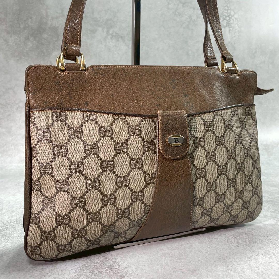 Gucci GG Shoulder Bag Brown Beige Leather