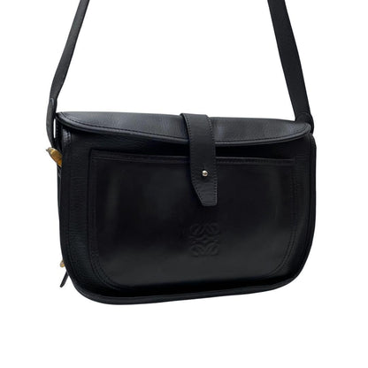 Loewe Leather Anagram Logo Shoulder Bag Gold Black