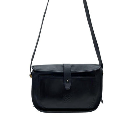 Loewe Leather Anagram Logo Shoulder Bag Gold Black — view 3