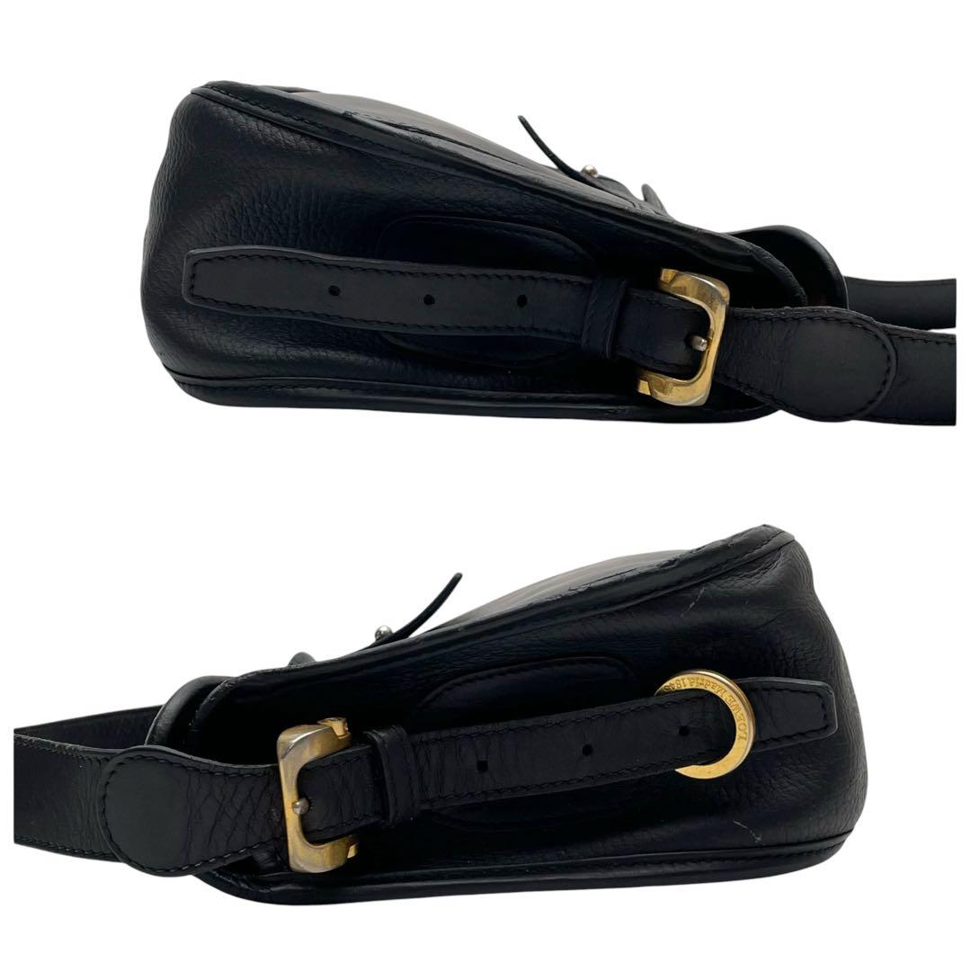 Loewe Leather Anagram Logo Shoulder Bag Gold Black — view 4
