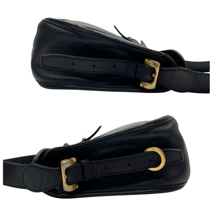 Loewe Leather Anagram Logo Shoulder Bag Gold Black — view 4