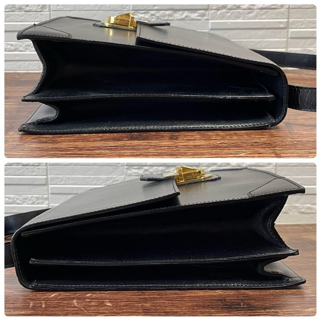 Celine Leather Gold Flap Shoulder Bag Black — view 4