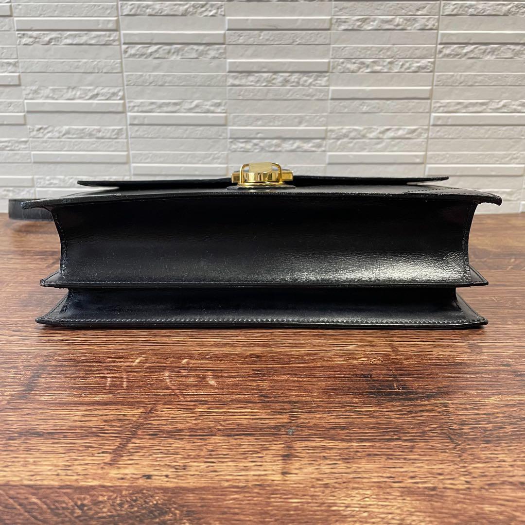 Celine Leather Gold Flap Shoulder Bag Black — view 5