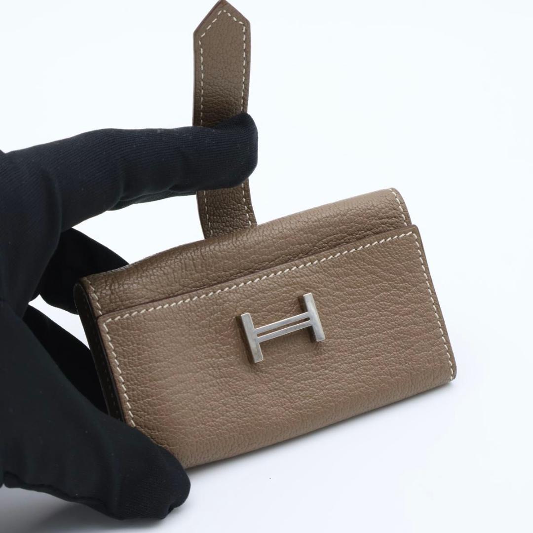 Hermes Bearn Key Case Etoupe Chevre Key Holder — view 2