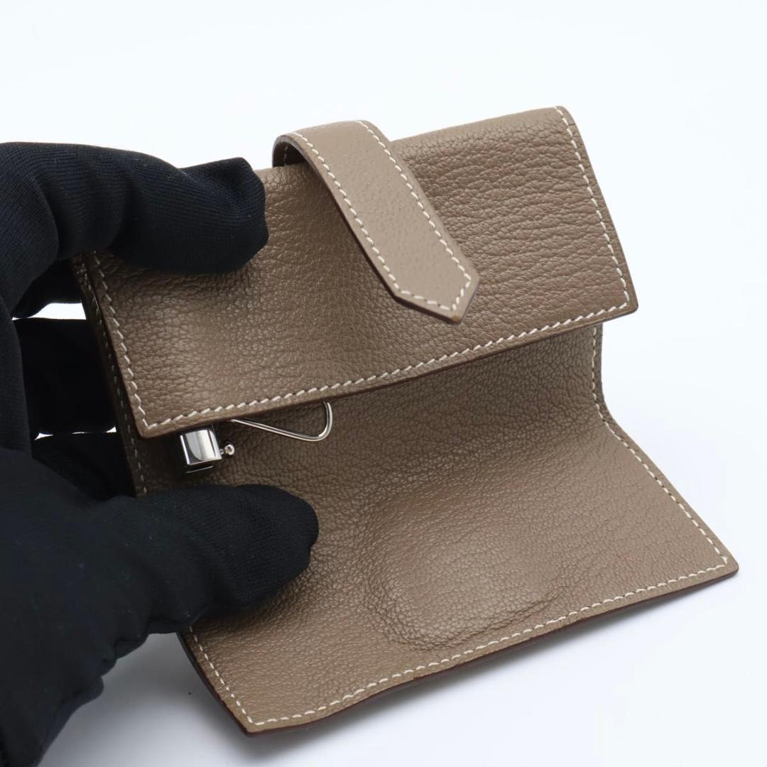 Hermes Bearn Key Case Etoupe Chevre Key Holder — view 3