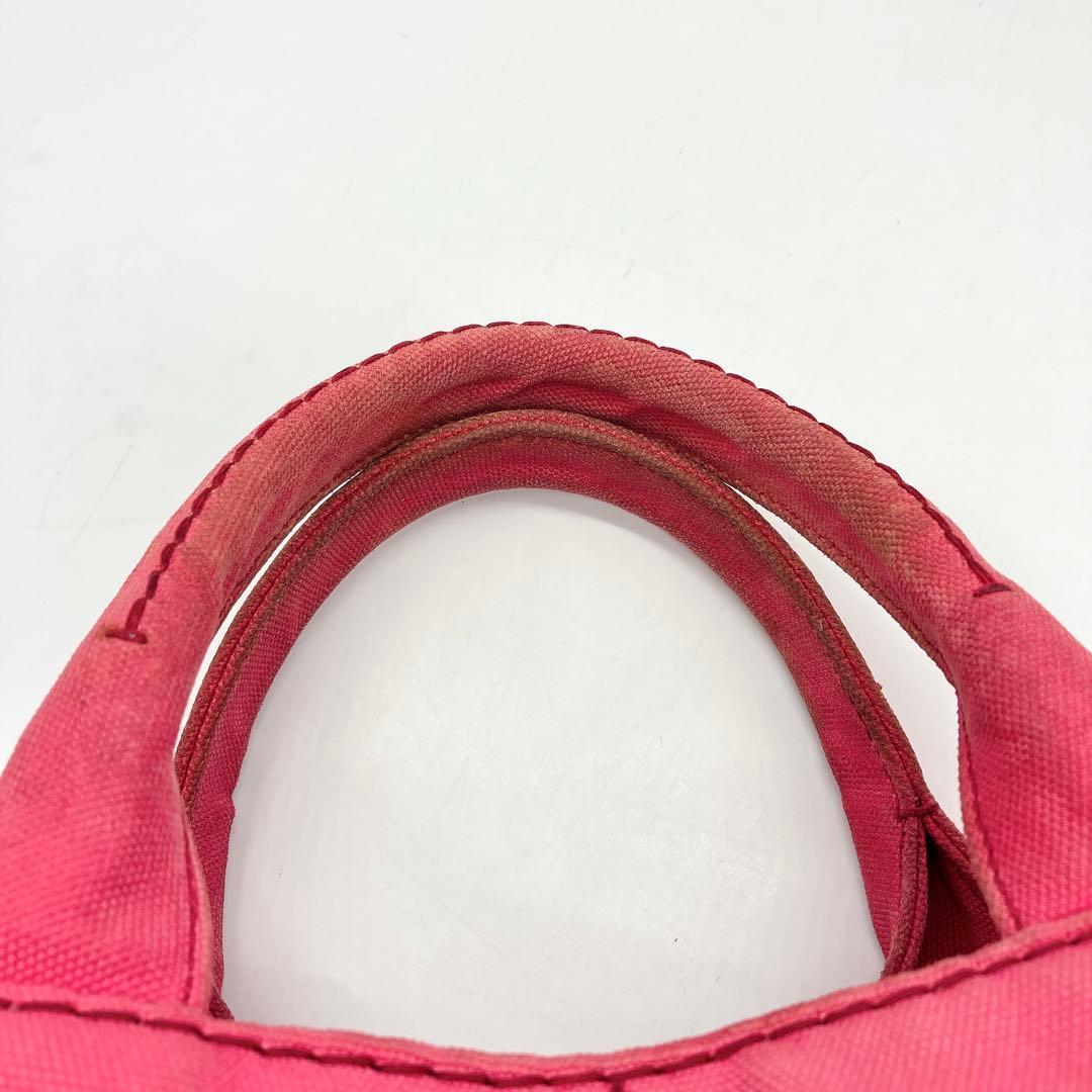 Prada Tote Bag Canapa Triangle Logo Plate Canvas Pink