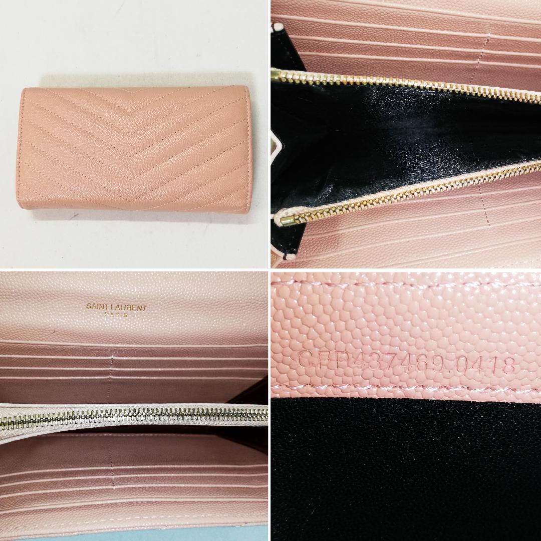 Saint Laurent Long Wallet Chain Shoulder Wallet Pink
