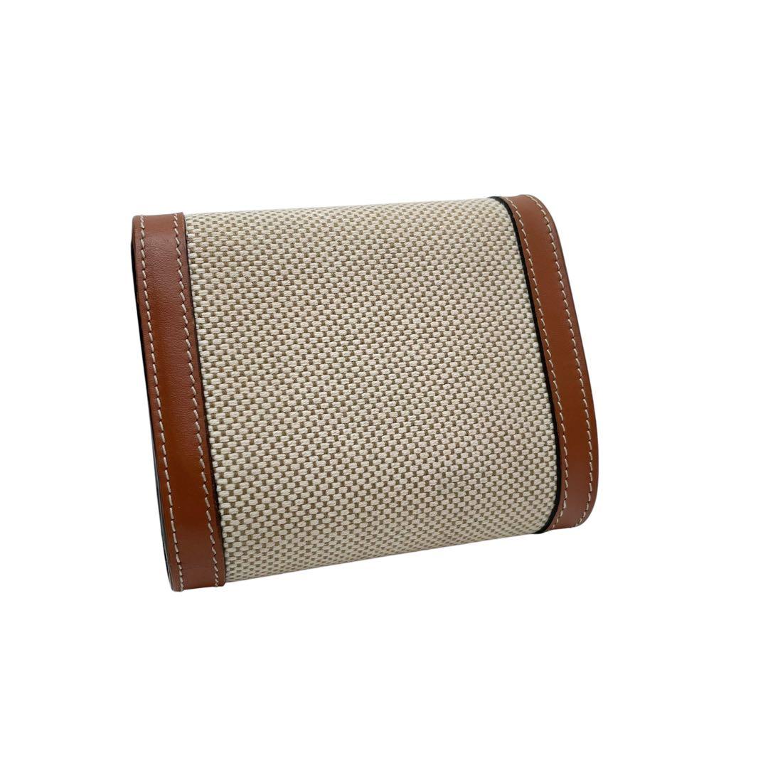 Celine Triomphe Canvas Leather Trifold Wallet Brown