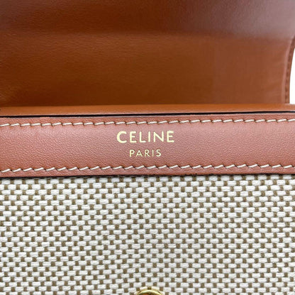 Celine Triomphe Canvas Leather Trifold Wallet Brown