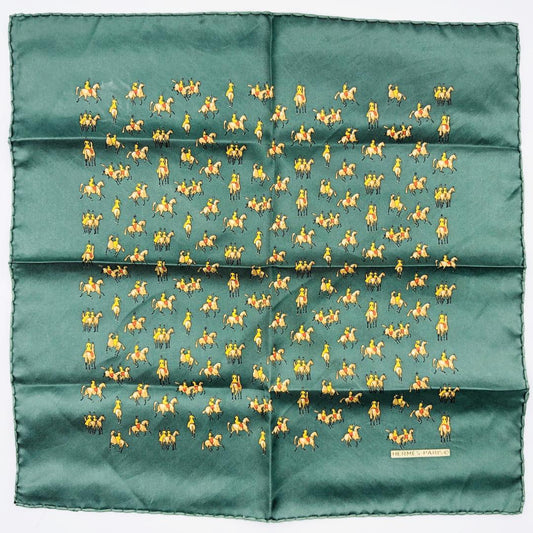 Hermes Carré 45 Equestrian Green Scarf Gavroche